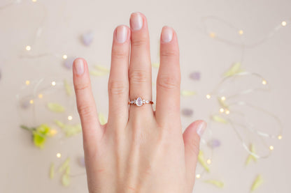 Rose Gold Plated Moonstone Ring: Sterling Silver Bridal Jewelry