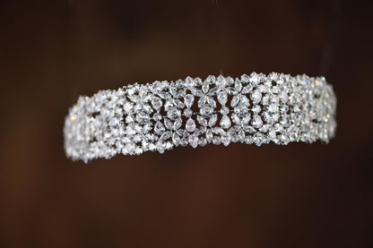 a close up of a diamond bracelet