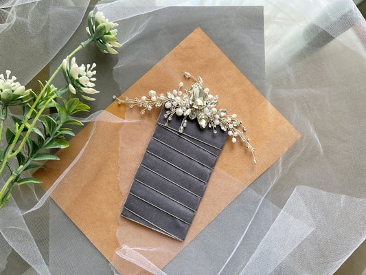 Crystal Pearl Grooms Boutonniere: Handmade Wedding Accessories