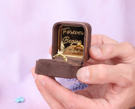 Velvet Proposal Ring Box: Dainty Engagement, Wedding Keepsake