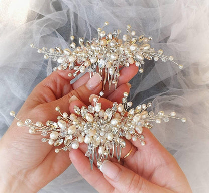 Freshwater Pearl & Crystal Bridal Hair Comb, 6 Inch Wedding Accessory