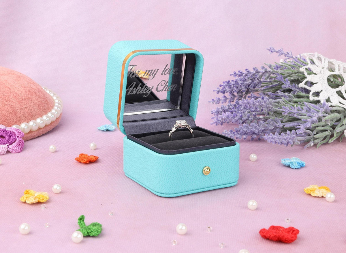 Leather Proposal Ring Box: Dainty Engagement, Wedding Ring