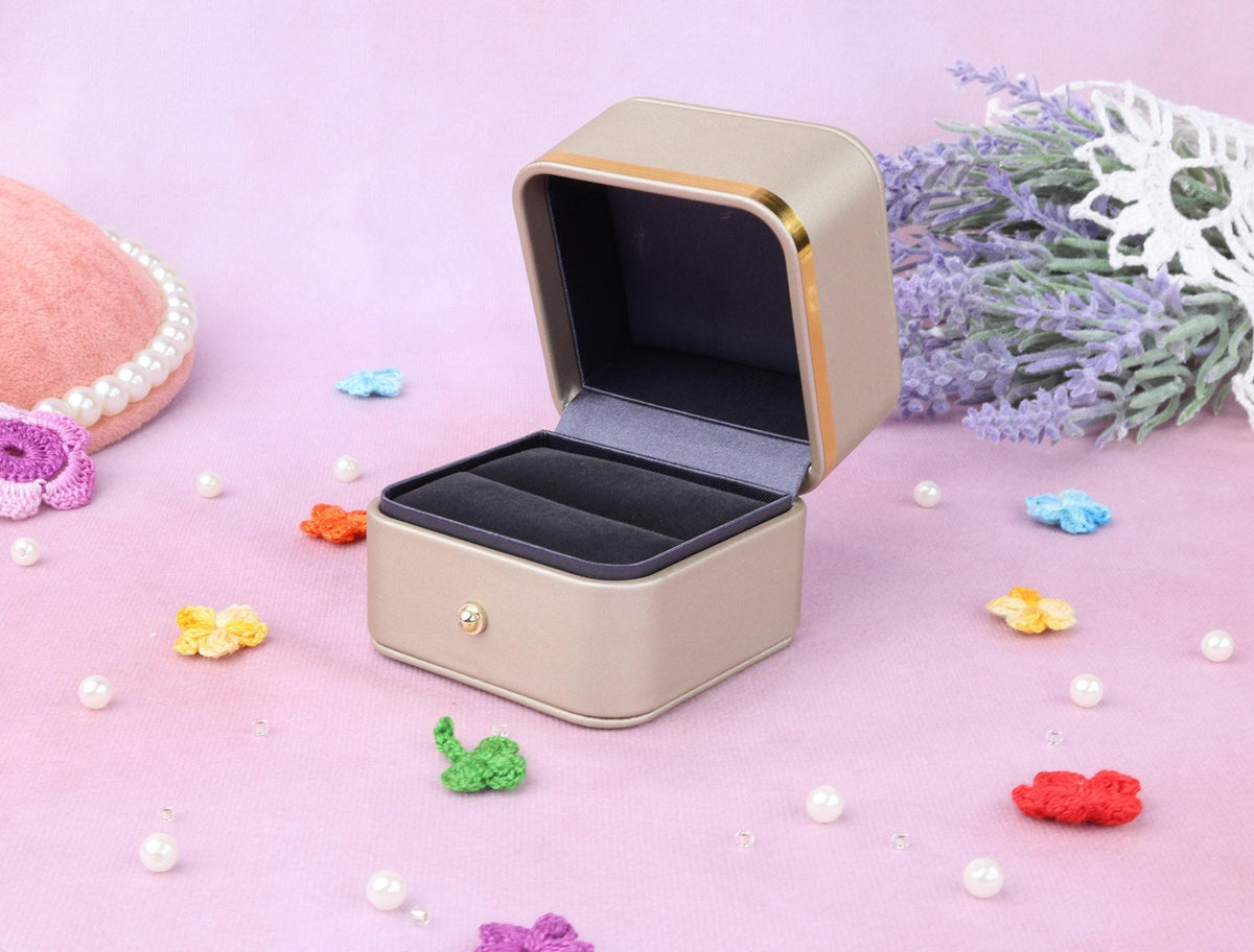 Leather Proposal Ring Box: Dainty Engagement, Wedding Ring