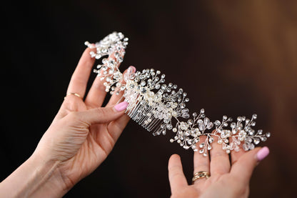 a close up of a person holding a hair comb