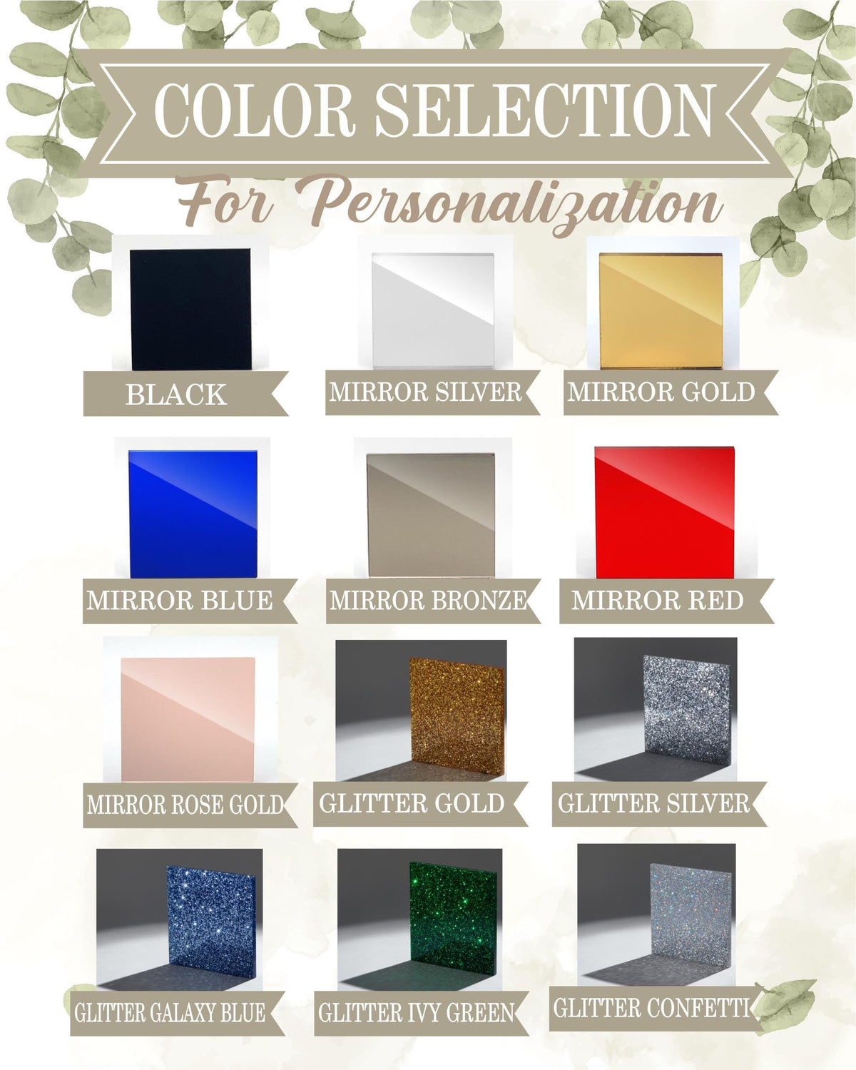 a poster with different colors of glass
