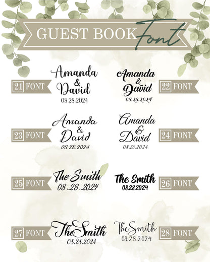 the wedding guest book font and numbers