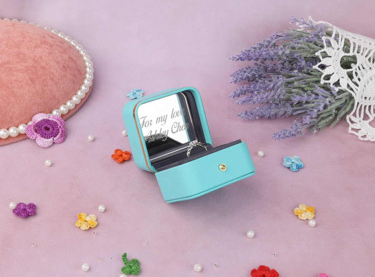 Leather Proposal Ring Box: Dainty Engagement, Wedding Ring