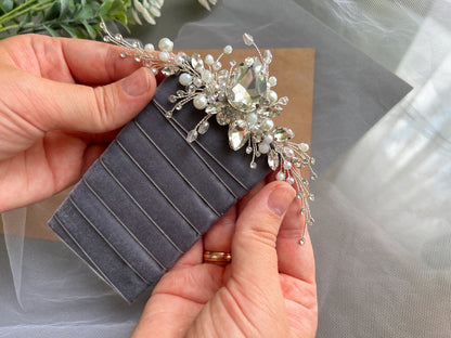 Crystal Pearl Grooms Boutonniere: Handmade Wedding Accessories