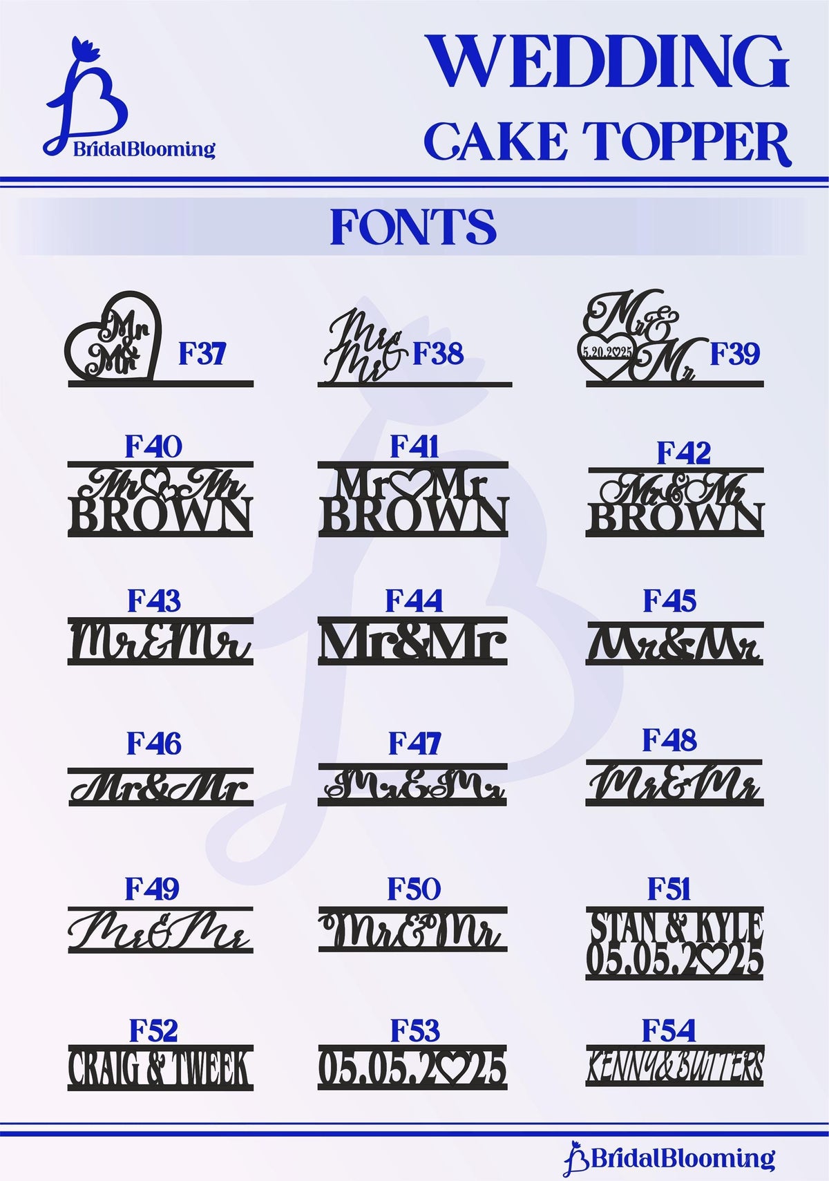 wedding cake topper font and numbers
