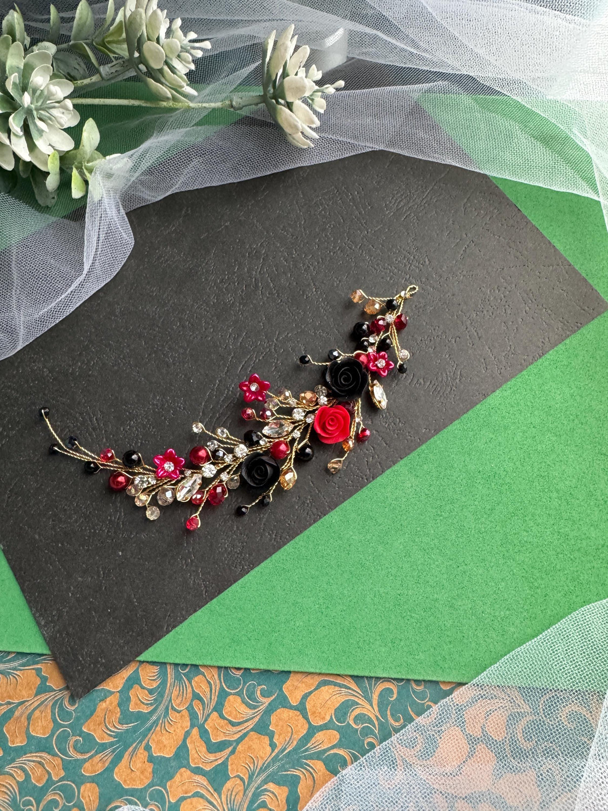 a bouquet of flowers sitting on top of a piece of paper