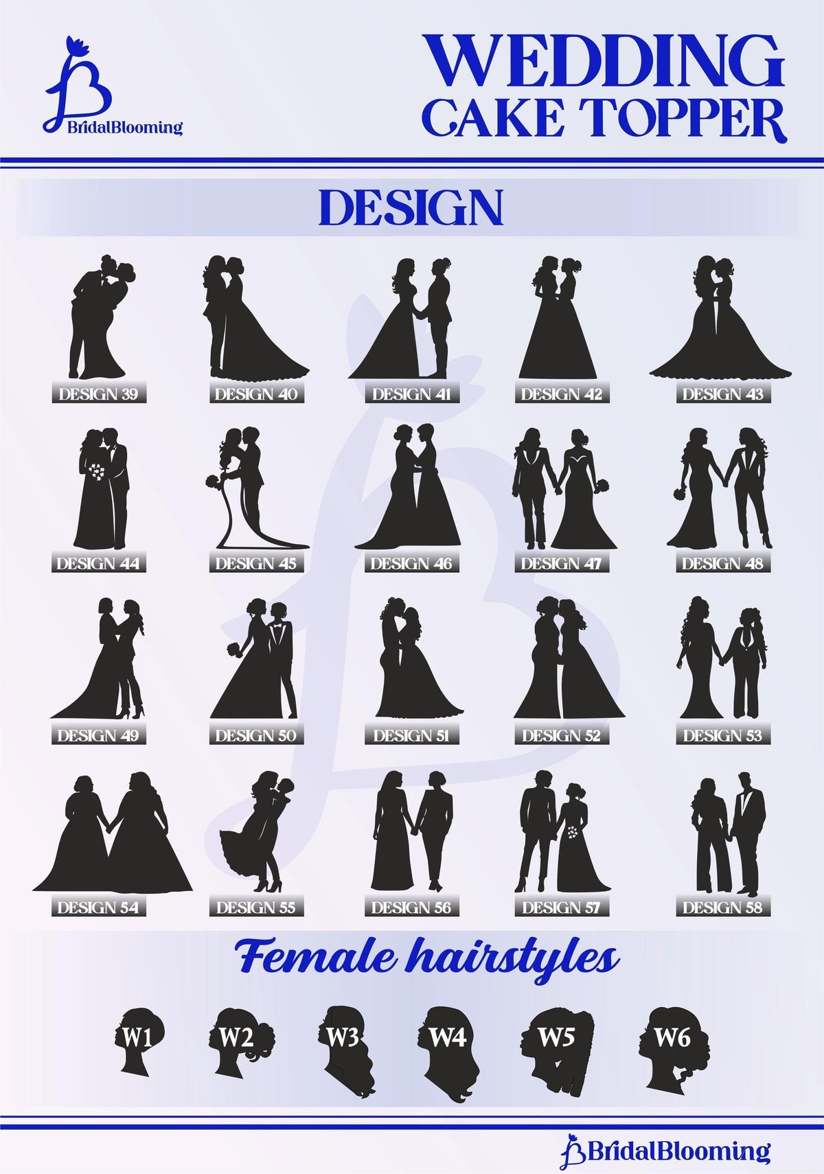 a wedding cake topper with silhouettes of bride and grooms