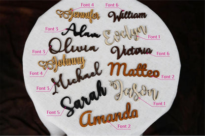 a collection of personalized names written in various fonts, arranged in a circular pattern.