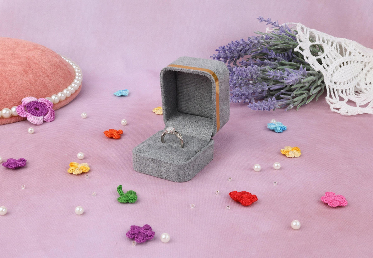 Velvet Proposal Ring Box: Dainty Engagement, Wedding Keepsake
