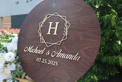 a wooden sign that says michael and amanda