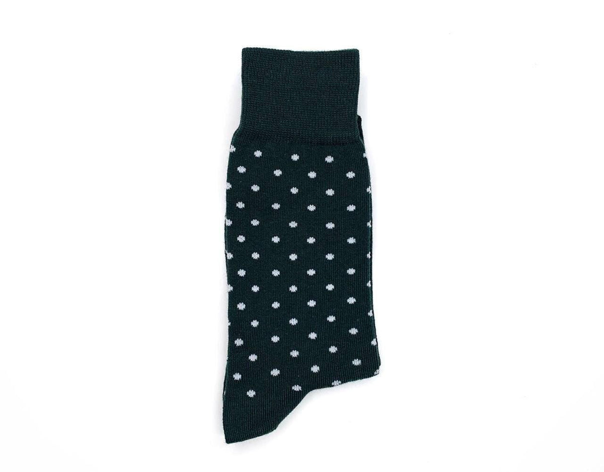 Emerald Polka Dot Socks: Party Green Cotton Blend (Size 7-12)