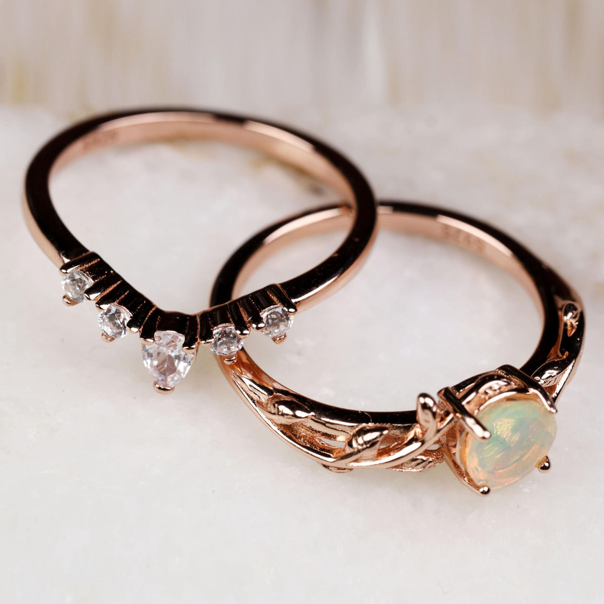 a couple of rings sitting on top of a table
