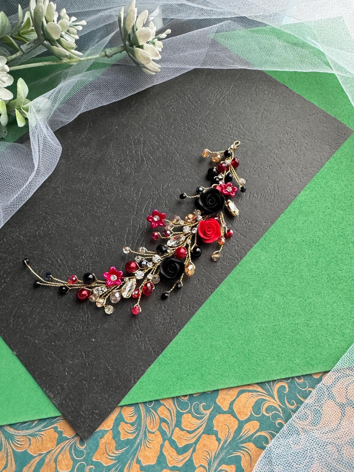 a bouquet of flowers sitting on top of a piece of paper