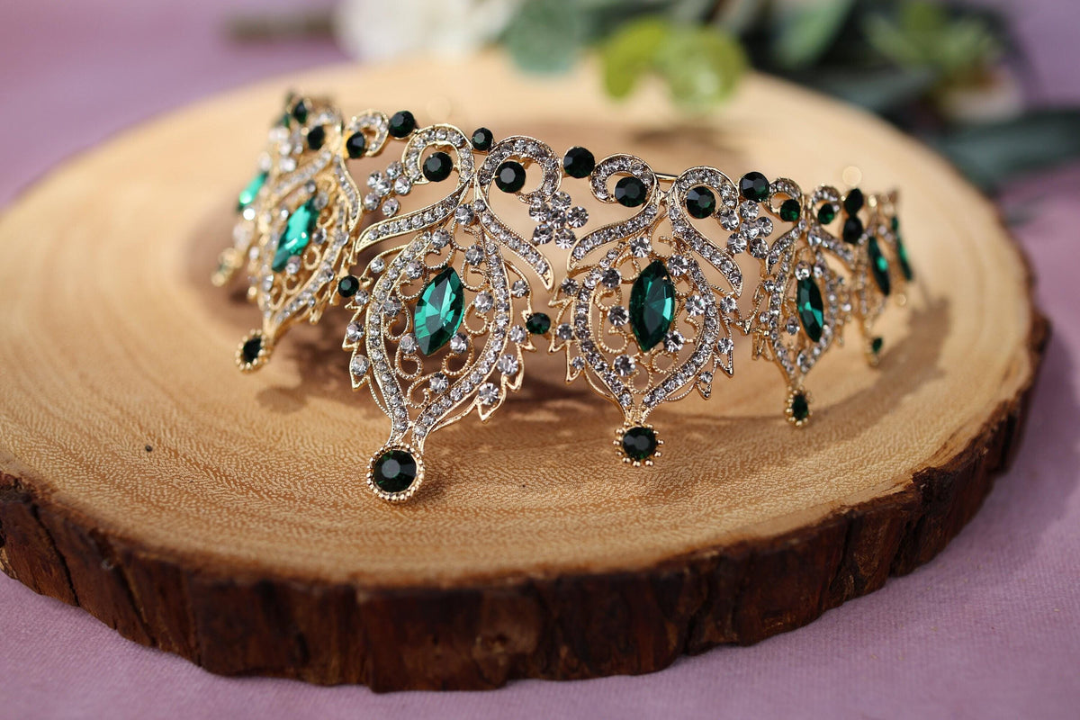 a close up of a tiara on a piece of wood