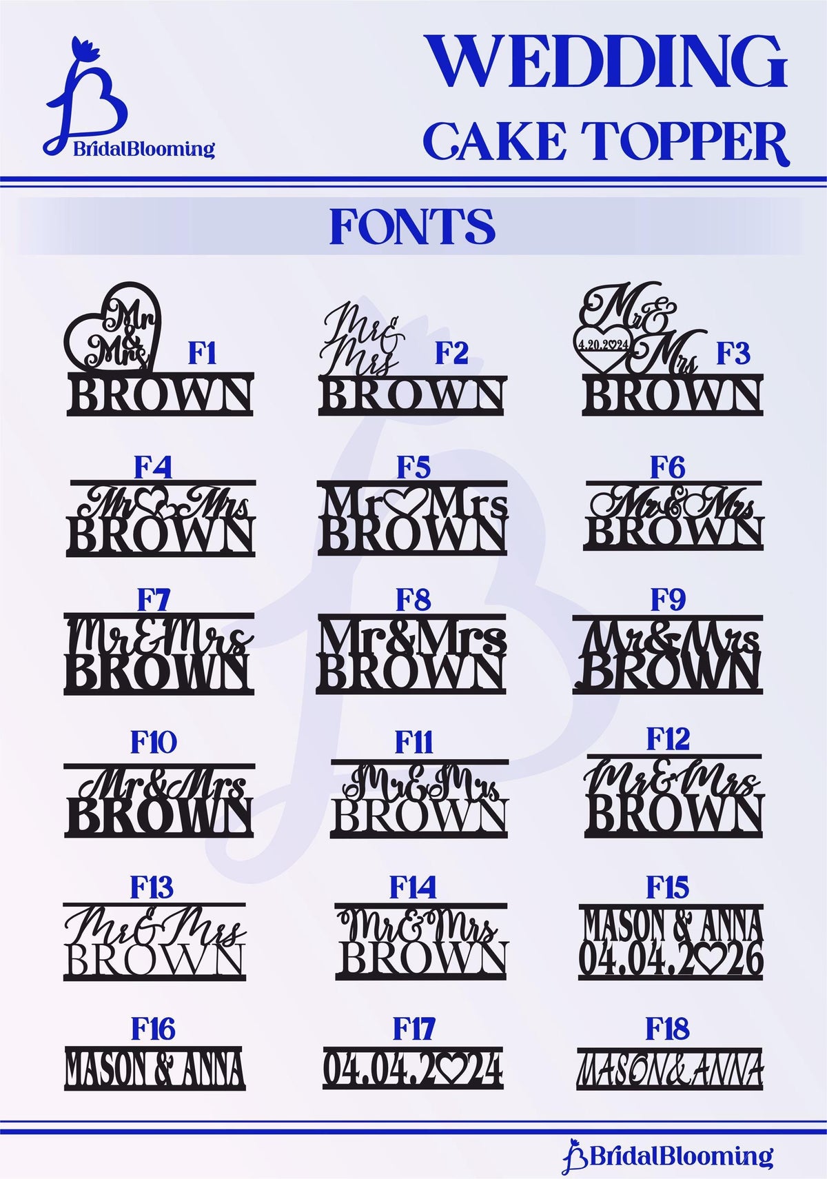 wedding cake topper font and numbers