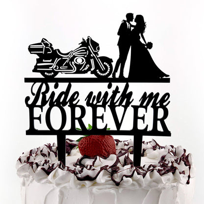 Motorcycle Wedding Cake Topper: Biker Couple, Street Glide Silhouette