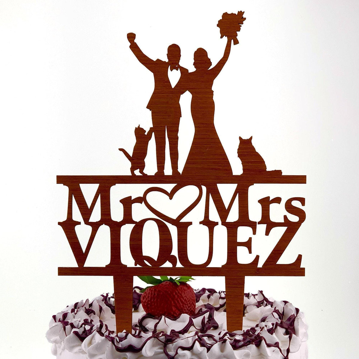 Cats Wedding Cake Topper: Bride and Groom Silhouette