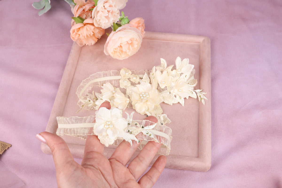 a person is holding flowers on a tray