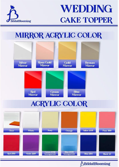 the wedding cake topper color chart for a wedding cake