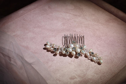 Pearl Rhinestone Bridal Comb, Wedding Hair Piece