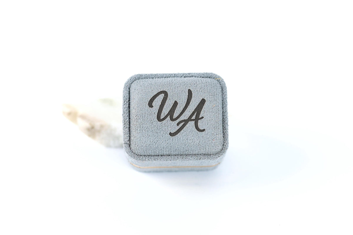 A gray square box with the letter "W" printed on it.