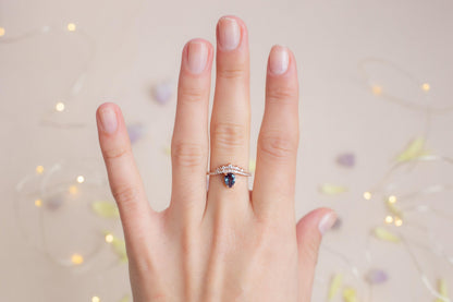 Teardrop Alexandrite Engagement Ring: Rose Gold Plated Sterling Silver