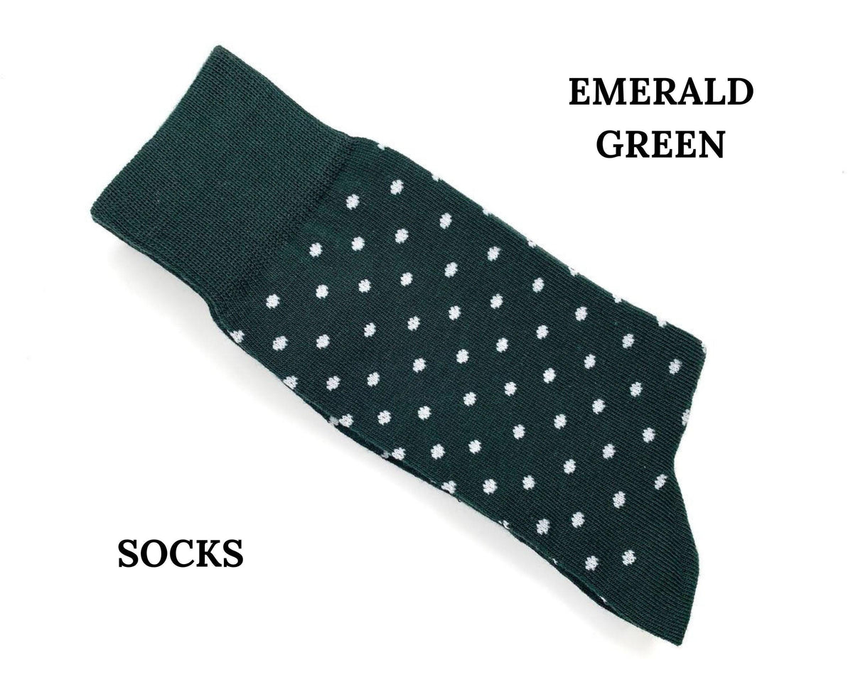 Emerald Polka Dot Socks: Party Green Cotton Blend (Size 7-12)