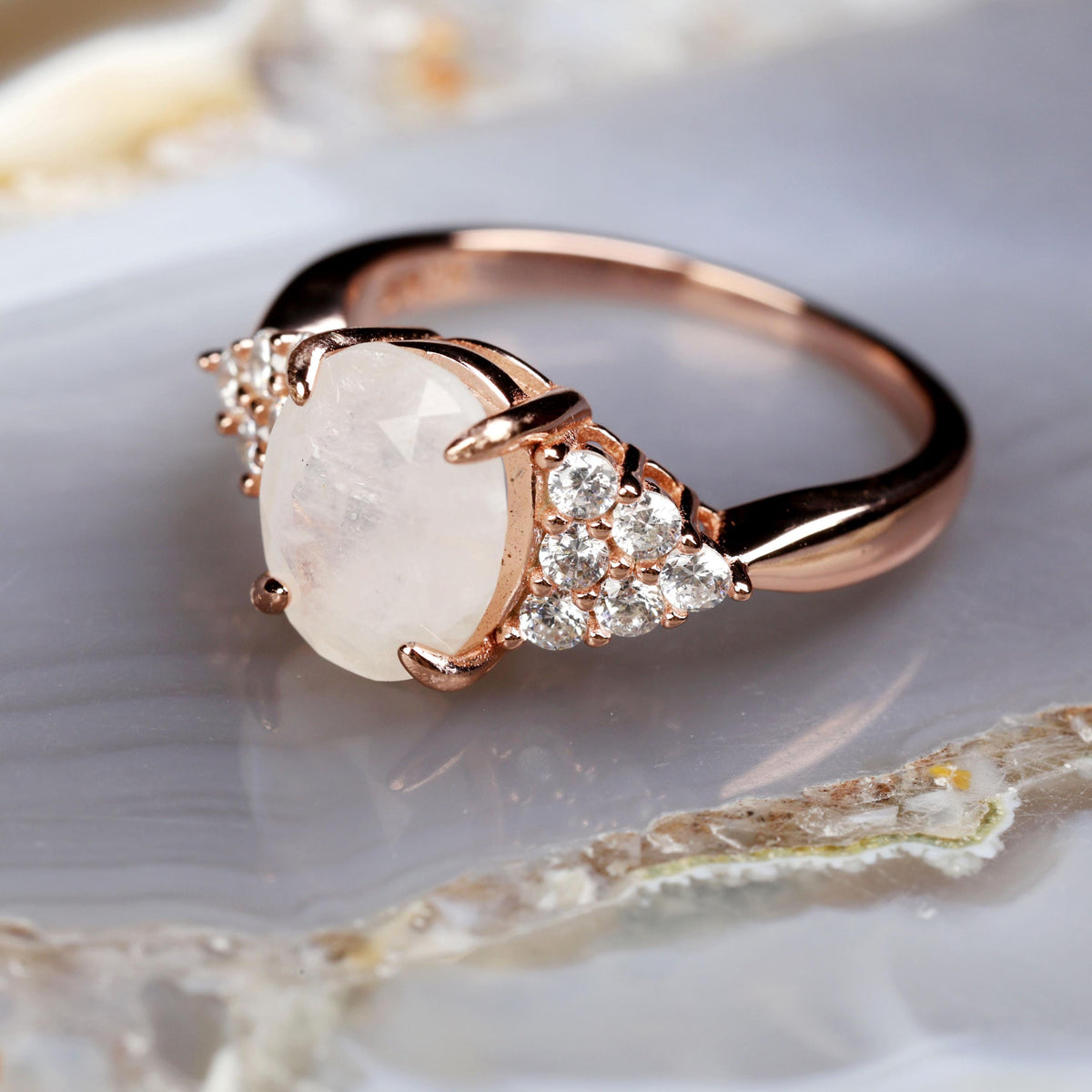 a close up of a ring on a rock
