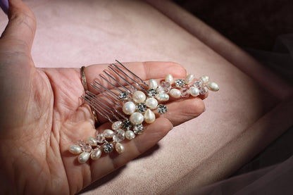 Pearl Rhinestone Bridal Comb, Wedding Hair Piece