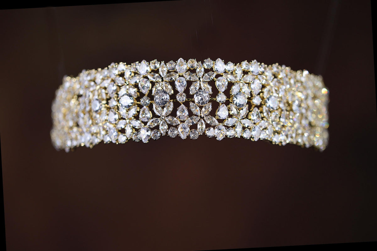 a close up of a tiara on a table