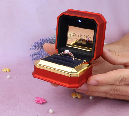 LED Double Ring Box: Velvet Proposal Ring Organizer