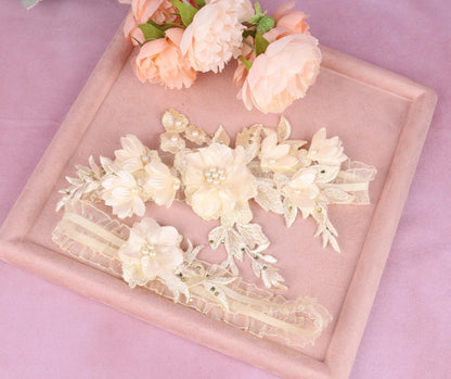 a pink tray with flowers and a pair of scissors