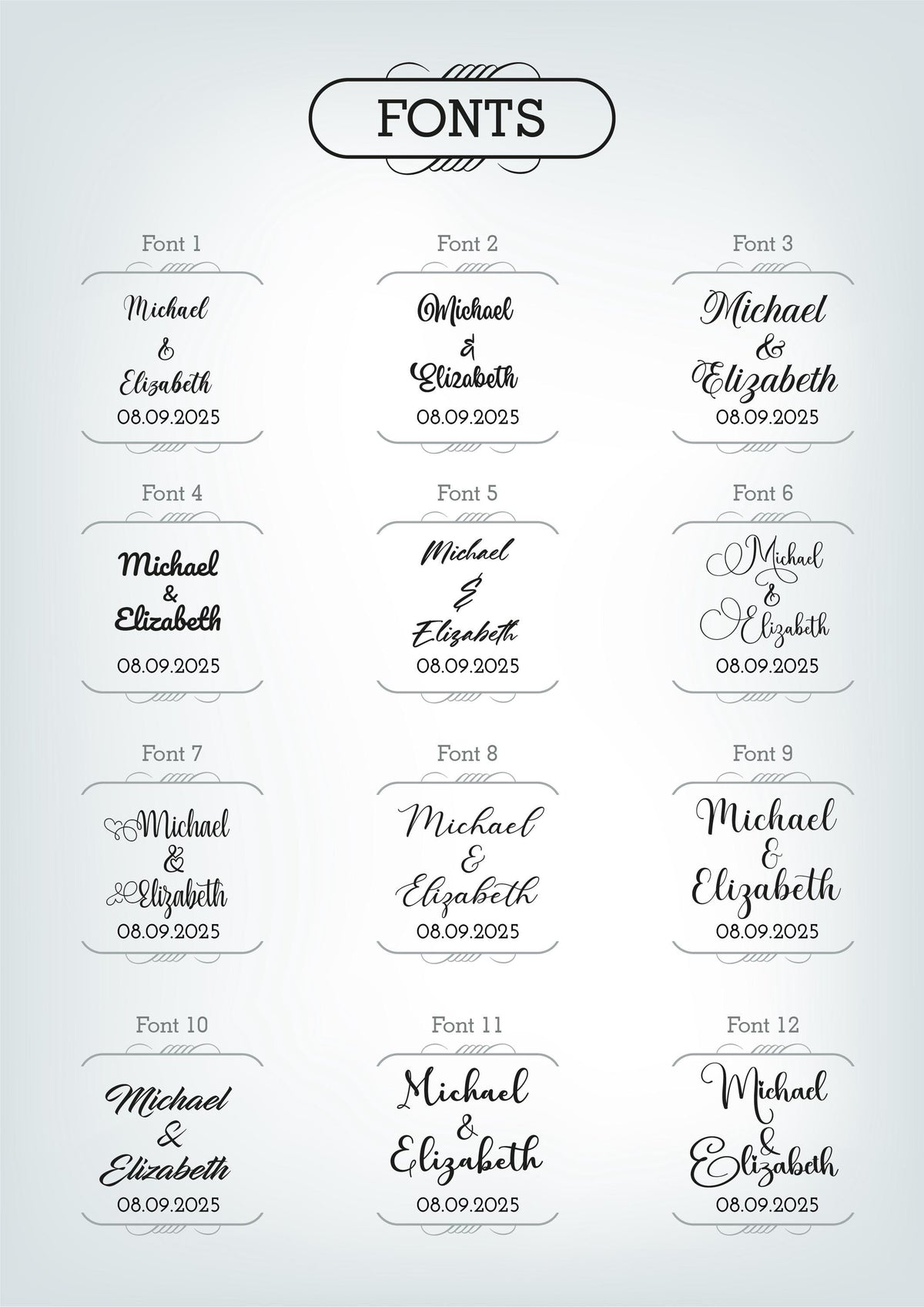 a set of calligraphy font and numbers