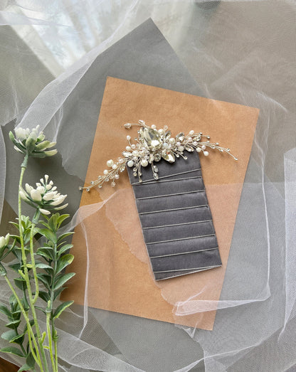 Crystal Pearl Grooms Boutonniere: Handmade Wedding Accessories