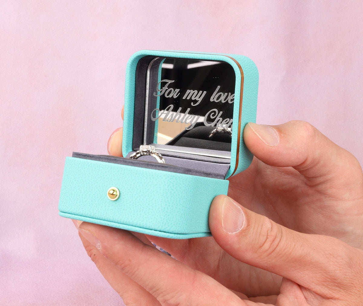 Leather Proposal Ring Box: Dainty Engagement, Wedding Ring