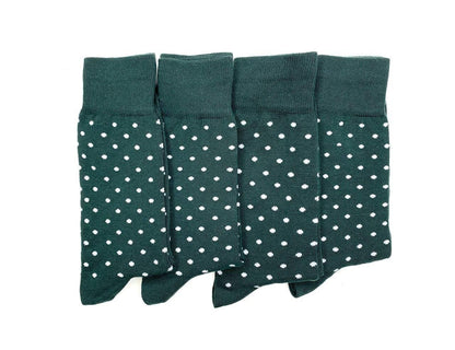 Emerald Polka Dot Socks: Party Green Cotton Blend (Size 7-12)