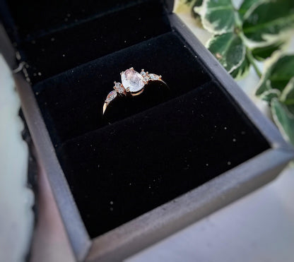 Rose Gold Plated Moonstone Ring: Sterling Silver Bridal Jewelry