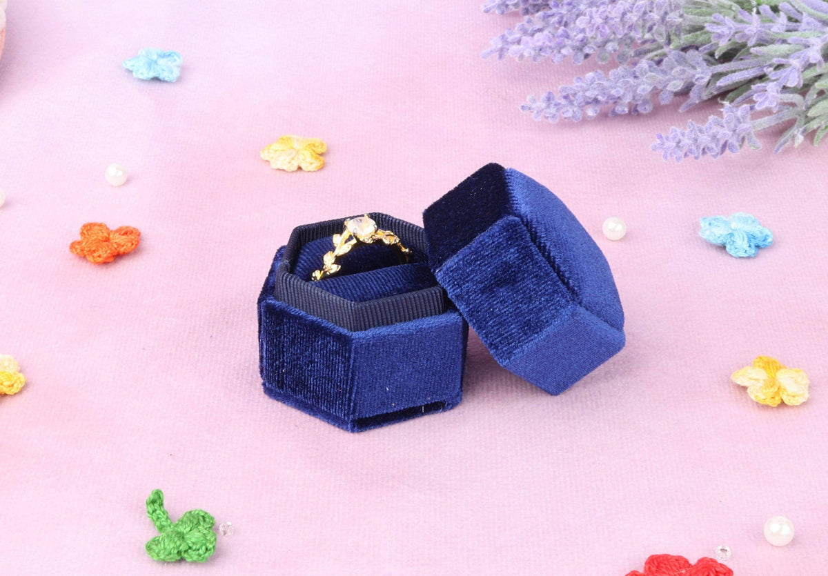 Velvet Hexagon Ring Box: Engagement Proposal