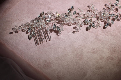 Porcelain Flower Bridal Hair Comb, Pearl & Silver Wedding Hairpiece