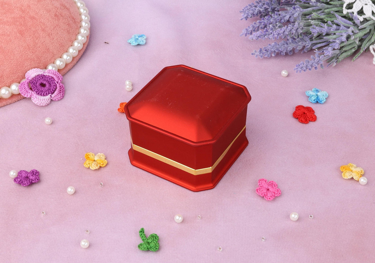 LED Double Ring Box: Velvet Proposal Ring Organizer