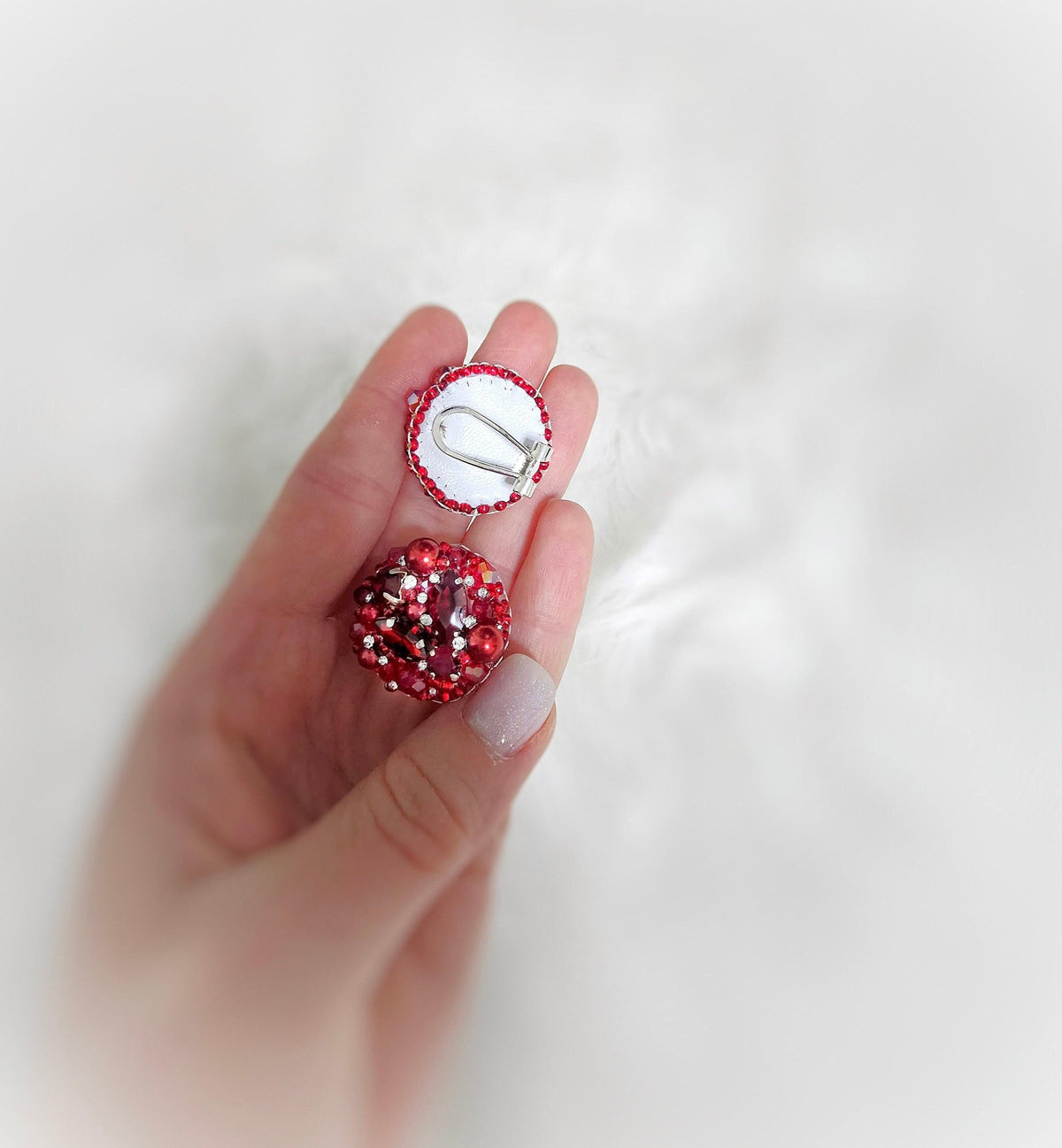 Burgundy Crystal Stud Earrings, Large Red Bridal Studs, Wedding Jewelry, Gift for Mom