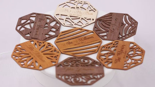 Wedding Favors: Rustic Wood Octagon Coasters