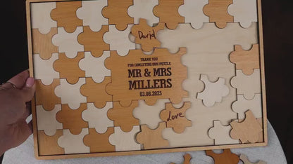 Personalized Wedding Guest Book Puzzle: Laser Cut Plywood Keepsake