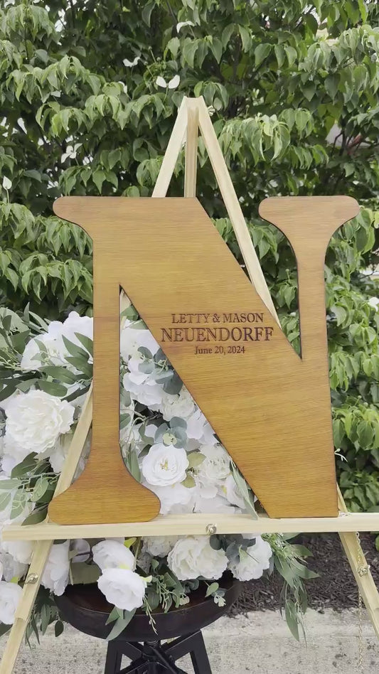 Letter N Rustic Wedding Guest Book: Custom Wooden Sign