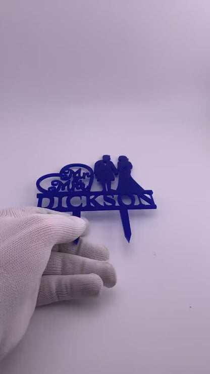 Scottish Wedding Cake Topper: Kilt Groom Silhouette, Mr & Mrs