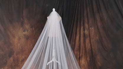 Handmade Ivory Cathedral Wedding Veil, Floral Lace Applique, 120 Inch Cathedral Train